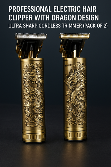 🐉✂️ PROFESSIONAL ELECTRIC HAIR CLIPPER WITH DRAGON DESIGN – ULTRA SHARP CORDLESS TRIMMER (PACK OF 2) ✂️