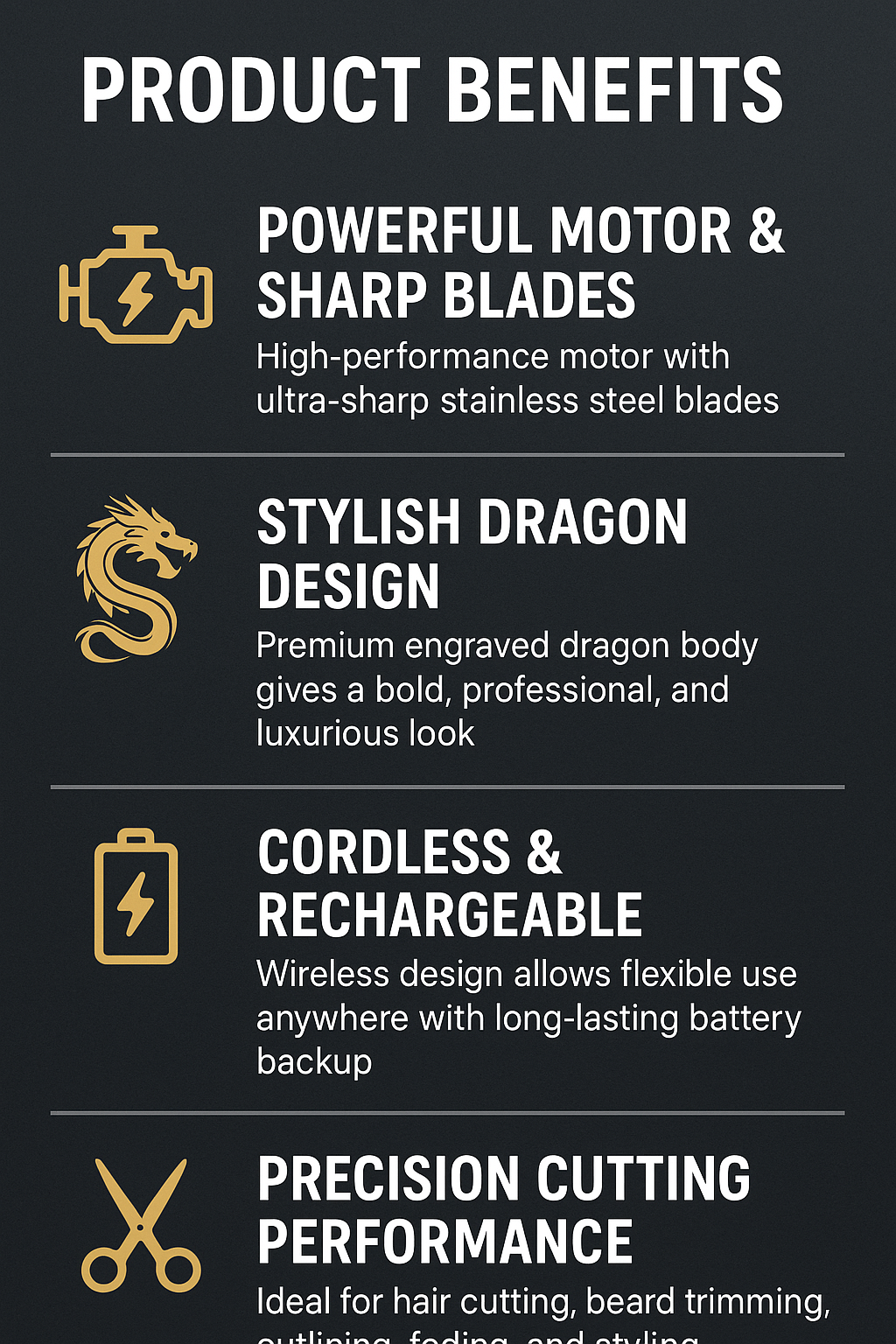 🐉✂️ PROFESSIONAL ELECTRIC HAIR CLIPPER WITH DRAGON DESIGN – ULTRA SHARP CORDLESS TRIMMER (PACK OF 2) ✂️